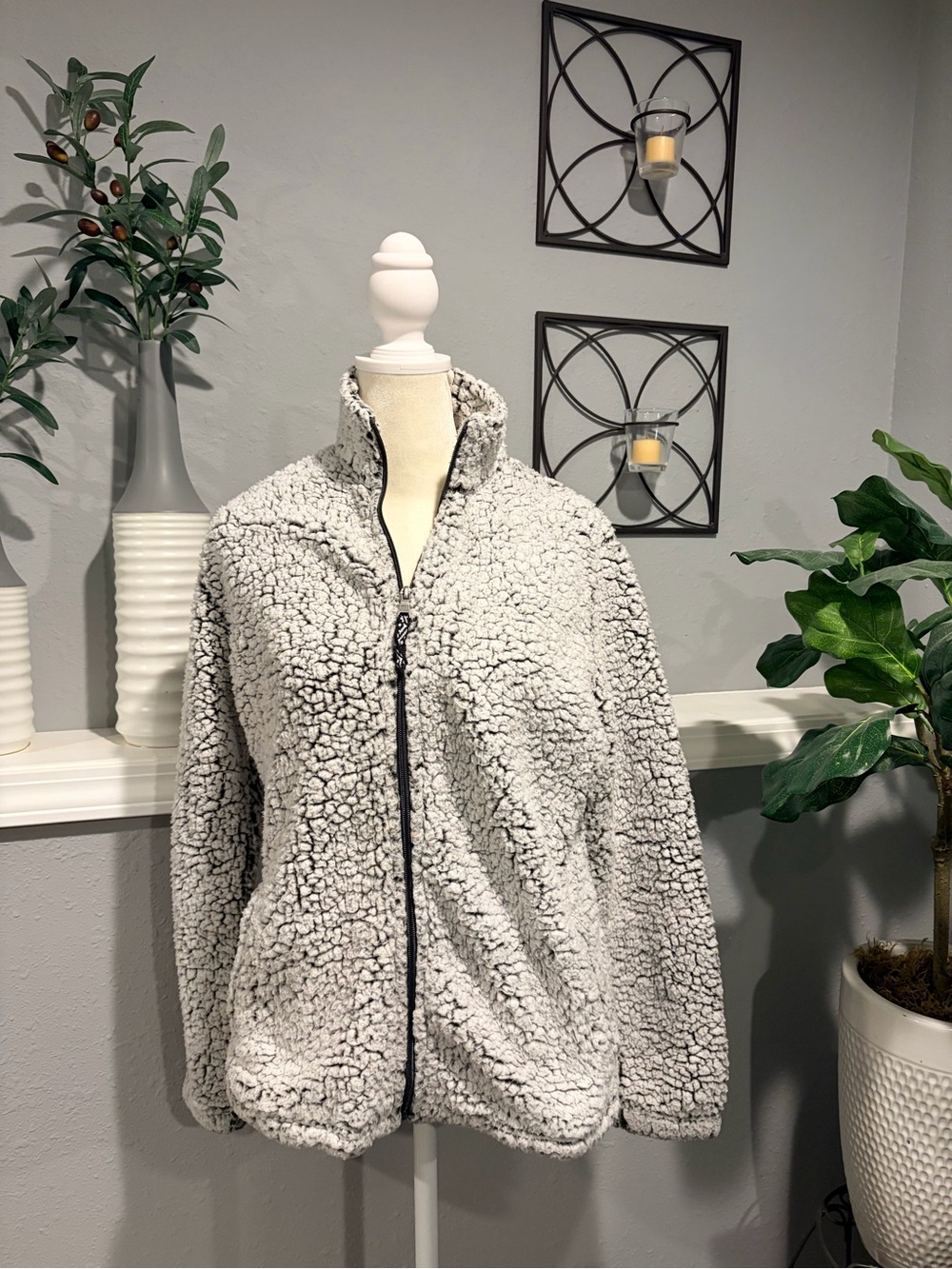 boxercraft Light Gray Sherpa Zip Jacket